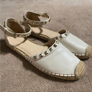 Marc Fischer Leather Women's Cream Espadrille Flats